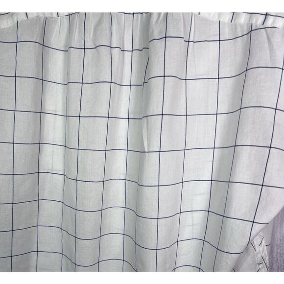 Madewell Central Tie-Sleeve Shirt in Windowpane White Blue Raglan Sleeve Size M - Picture 7 of 10